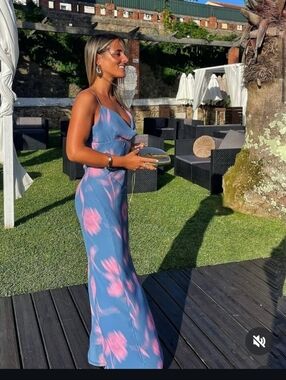 Zara FLOWY NECKLINE PRINTED DRESS